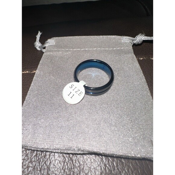 Black Tungsten Carbide Blue Sandstone Ring Size 11 - Picture 12 of 12